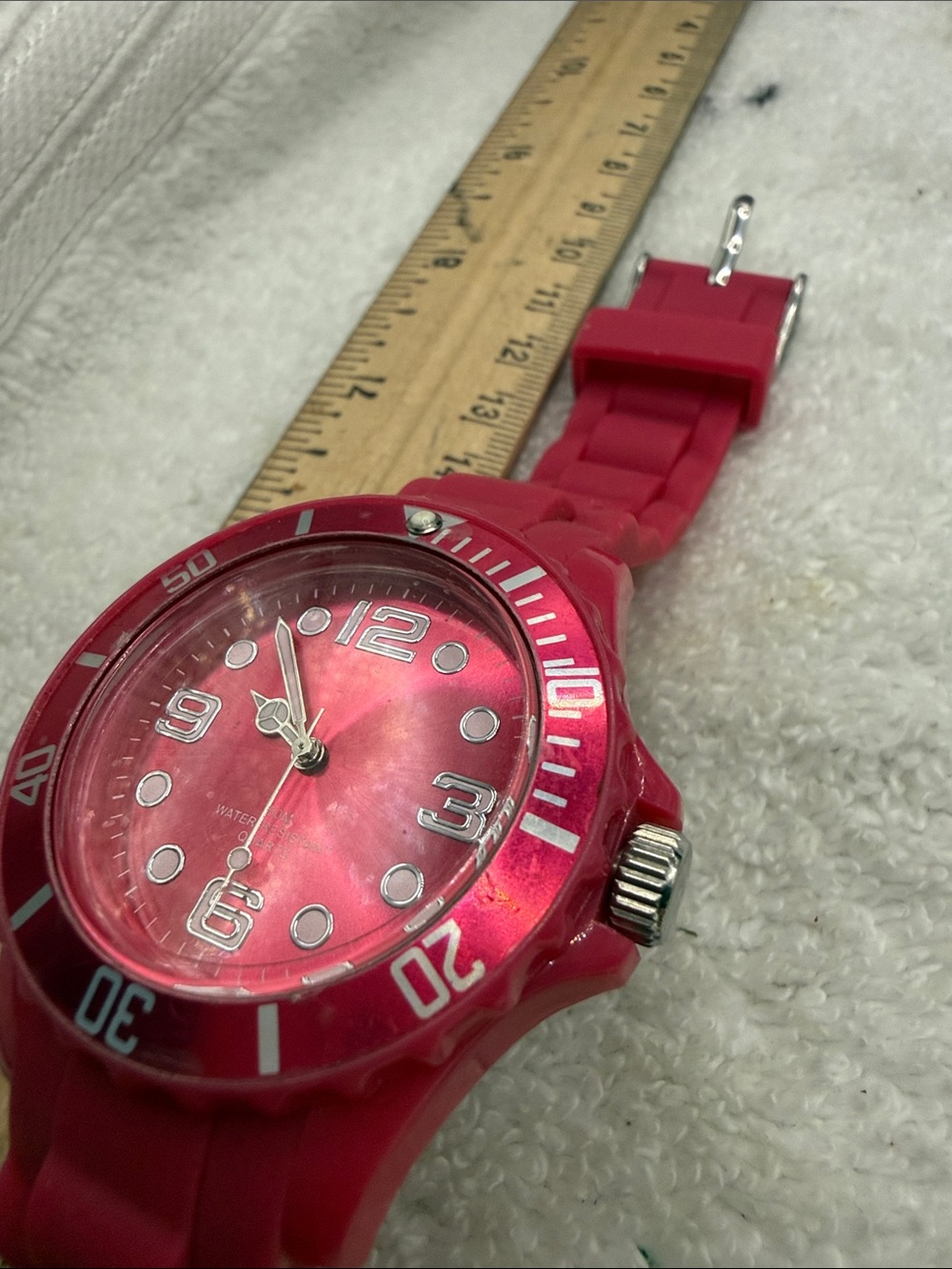 Bold Pink Silicone Sport Watch with Large Dial/Water resistant